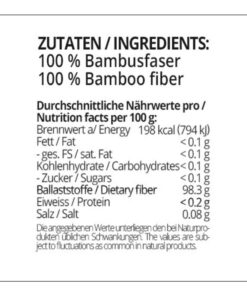 Bambusfaser Ballaststoffmehl low carb glutenfrei – Kartoffelfaser-Ersatz mit 0 % Kohlenhydraten – Zum Backen, Bemehlen & Ausrollen