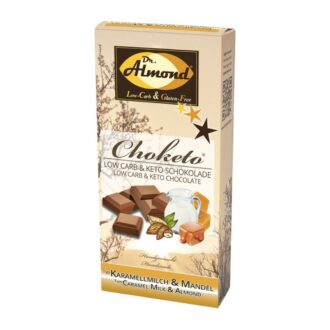 CHOKETO Low Carb & Keto Schokolade KARAMELLMILCH & MANDEL – 3 Tafeln – handgemacht – ohne Zuckerzusatz