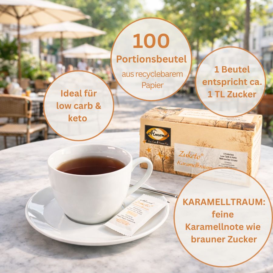 Zuketo Karamelltraum Box | Portionsbeutel (100 x 5 g) | ohne Zuckerzusatz | keto – Bild 2